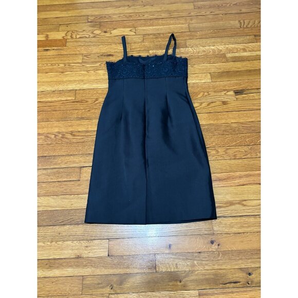 Talbots Womens Cocktail Party Dress Sz 6p Petite Black Silk Cotton Sequined Lace - Picture 8 of 9